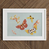 Butterflies - Kamisaka Sekka Cho Senshu Art Print / Canvas Framed Artwork Collection Colorful Stylized Reds Yellows Sekka’s Vibrant,