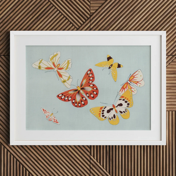 Butterflies - Kamisaka Sekka Chō Senshu Art Print / Canvas, Kamisaka Sekka’s Vibrant Butterflies, Japan’s Artistic Renaissance, Chō Senshu