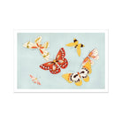 Butterflies - Kamisaka Sekka Chō Senshu Art Print, Colorful Butterflies Shades Red Yellow Orange