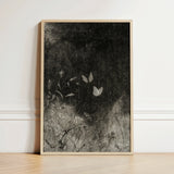 Framed Black-and-white Artwork Delicate Butterflies Amidst Wild Grasses William Baxter Closson, Art Print, Meadow Stems