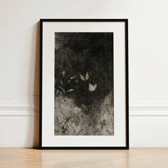 Butterflies - William Baxter Closson Art Print / Canvas Black-framed Art Print White Mat Monochromatic Illustration Two William Baxter