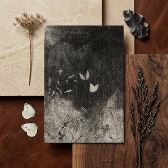 Butterflies - William Baxter Closson Art Print / Canvas Black White Botanical Print Delicate Butterflies Amidst Grasses William Baxter