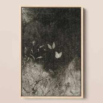 Butterflies - William Baxter Closson Art Print / Canvas Framed Black-and-white Artwork Delicate White Amidst Tall, Meadow Stems Prints