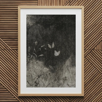 Butterflies - William Baxter Closson Art Print / Canvas Framed Monochrome Artwork Butterflies Field Tall Grass William Baxter Closson,