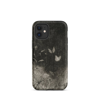 Butterflies - William Baxter Closson Phone Case Iphone 12 Mini / Matte Black Phone Case Distressed Monochrome Design Delicate White William