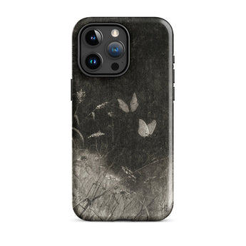Butterflies - William Baxter Closson Phone Case Iphone 15 Pro Max / Gloss Black Phone Case Monochrome Illustration Butterflies Wild Grasses