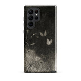 Butterflies - William Baxter Closson Phone Case Samsung Galaxy S22 Ultra / Gloss Black Phone Case Monochrome Illustration Butterflies Grass