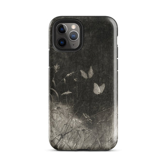 Butterflies - William Baxter Closson Phone Case Iphone 11 Pro / Gloss Black Phone Case Monochrome Illustration Butterflies Wildflowers
