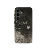 Butterflies - William Baxter Closson Phone Case Samsung Galaxy S24 / Matte Black Phone Case Monochrome Illustration Butterflies Wildflowers