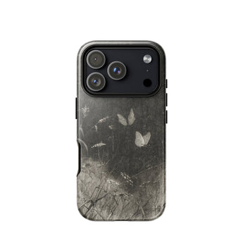 Butterflies - William Baxter Closson Phone Case Iphone 17 Pro / Gloss Black Phone Case Monochrome Illustration Butterflies Wildflowers