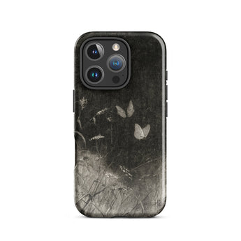 Butterflies - William Baxter Closson Phone Case Iphone 16 Pro / Gloss Black Phone Case Monochrome Illustration Butterflies Wildflowers