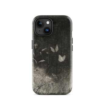 Butterflies - William Baxter Closson Phone Case Iphone 15 / Gloss Dark Textured Phone Case Monochrome Illustration Delicate White William