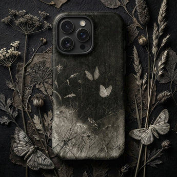 Butterflies - William Baxter Closson Phone Case Dark Textured Phone Case Subtle Monochromatic Botanical Insect William Baxter, Wild Grasses