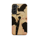 Butterfly Effect - Surreal Metamorphosis Art Phone Case Samsung Galaxy S22 Plus / Matte Black-winged Stylized Figure Eyes Stands Beige