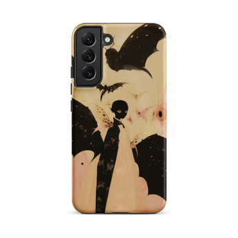 Butterfly Effect - Surreal Metamorphosis Art Phone Case Samsung Galaxy S22 Plus / Matte Black-winged Stylized Figure Eyes Stands Beige