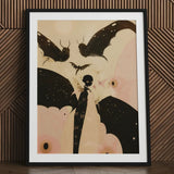 Butterfly Effect - Surreal Metamorphosis Art Print / Canvas Black-framed Stylized Figure Bat Wings Soft, Prints