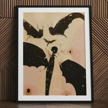 Butterfly Effect - Surreal Metamorphosis Art Print / Canvas Black-framed Stylized Figure Bat Wings Soft, Prints