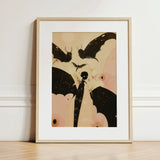 Butterfly Effect - Surreal Metamorphosis Art Print / Canvas Framed Artwork Stylized Black Bat Wings Spread Soft, Prints
