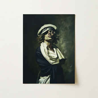 Cadet - Neoclassical Gay Sailor Art Print / Canvas Dramatic Oil Painting Portrait Man Dark Attire White