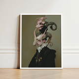 Framed Portrait Person Elaborate Ornate Attire Intricate Horns Gay Dragon Prince, Illustrious, Face Cadmus