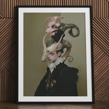 Cadmus - Gay Dragon Prince Art Print / Canvas Black Framed Portrait Ornate Multi-colored Headdress Ruffled Collar, Illustrious, Face Prints
