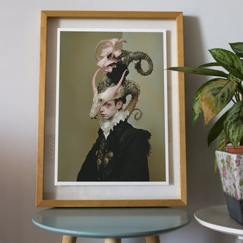 Cadmus - Gay Dragon Prince Art Print / Canvas Framed Surrealist Portrait Figure Reptilian Creatures Head, Illustrious, Face Prints