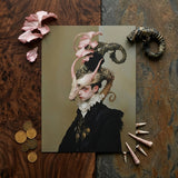 Cadmus - Gay Dragon Prince Art Print / Canvas Surreal Portrait Print Figure Intricate Horned Seahorse-like Headgear Gay Dragon Prince,
