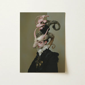 Cadmus - Gay Dragon Prince Art Print / Canvas Surreal Portrait Person Ornate Black Attire Elaborate, Illustrious, Face Prints