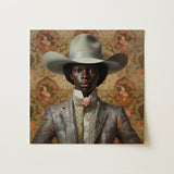 Caesar - Gay Black Dandy Cowboy Art Print / Canvas Matte Gray Cowboy Hat Subtle Sheen Band Worn Queer Black Cowboy, Gay Rodeo, Rodeo Dandy