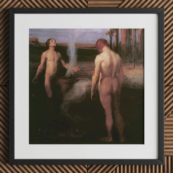 Cain and Abel - Laszlo Hegedus kunstprint / canvas, 12x12’’ / 31x31cm / Zwart frame / passe-partout, posterprints & visuele kunstwerken, Toby Leon