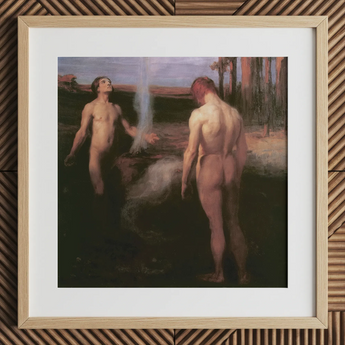 Cain and Abel - Laszlo Hegedus kunstprint / canvas, 12x12’’ / 31x31cm / Naturel frame / passe-partout, posterprints & visuele kunstwerken, Toby Leon