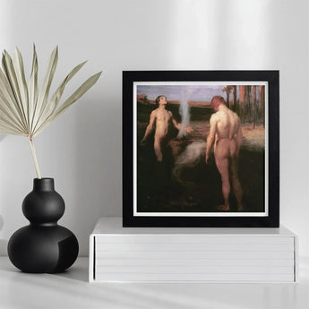 Cain and Abel - Laszlo Hegedus Art Print / Canvas Black-framed Reproduction Painting Creation Adam Michelangelo Two Nude László Hegedűs,