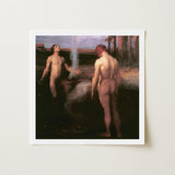 Cain and Abel - Laszlo Hegedus Art Print / Canvas László Hegedűs, Budapest-born, Constructs, Rejection, Abel’s Gaze Climbs, Blue-white