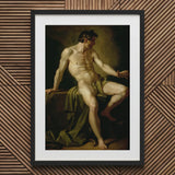 Cain - Anton Losenko Art Print / Canvas Black Framed Classical Male Nude Green Cain’s Muscular Frame, Shadows Carving Deep Ridges, Raw Body
