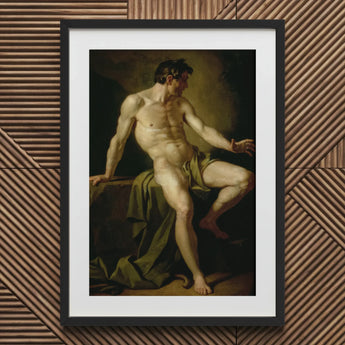 Cain - Anton Losenko Art Print / Canvas Black Framed Classical Male Nude Green Cain’s Muscular Frame, Shadows Carving Deep Ridges, Raw Body