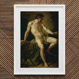 Cain - Anton Losenko Art Print / Canvas White Framed Classical Male Figure Painting Cain’s Muscular Frame, Shadows Carving Deep Ridges, Raw