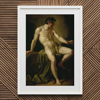 Cain - Anton Losenko Art Print / Canvas White Framed Classical Male Figure Painting Cain’s Muscular Frame, Shadows Carving Deep Ridges, Raw