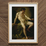 Cain - Anton Losenko Art Print / Canvas Wooden Framed Classical Male Nude Green Cain’s Muscular Frame, Shadows Carving Deep Ridges, Raw