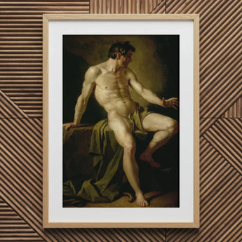 Cain - Anton Losenko Art Print / Canvas Wooden Framed Classical Male Nude Green Cain’s Muscular Frame, Shadows Carving Deep Ridges, Raw