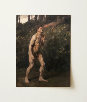 Framed Classical Oil Painting Muscular Nude Male Figure Julius Paulsen Fine, Cain Advances, Art Print