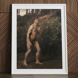 Cain - Julius Paulsen Fine Art Print / Canvas White Framed Nude Male Figure Painting Canvas Julius Paulsen Fine, Cain Advances, Fine Art