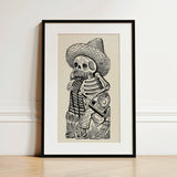 Calavera of Francisco Madero - Jose Guadalupe Posada Art Print / Canvas, 12x18’’ / 31x46cm / Black Frame / Matboard, Posters Prints &