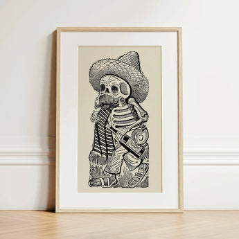 Calavera of Francisco Madero - Jose Guadalupe Posada Art Print / Canvas, 12x18’’ / 31x46cm / Natural Frame / Matboard, Posters Prints &