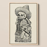 Calavera of Francisco Madero - Jose Guadalupe Posada Art Print / Canvas Black-and-white Illustrated Skeleton Dressed Mariachi Musician