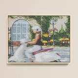 Can’t Stop Won’t - Hoi an Street Life Art Print / Canvas Framed Photograph Woman White Scooter Past Colorful Flower Hoi An’s