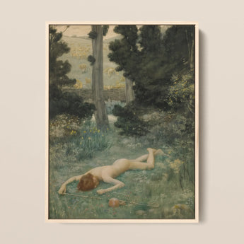 Careless Shepherd - Stampa d'arte di Edward Robert Hughes / Tela, 12x16’’ / 31x41cm / Cornice naturale, Poster, stampe e opere d'arte visiva, Toby Leon