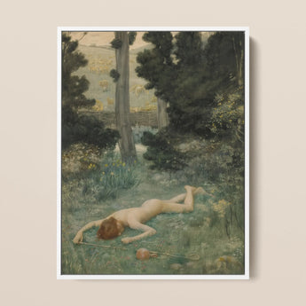 Careless Shepherd - Stampa d'arte di Edward Robert Hughes / Tela, 12x16’’ / 31x41cm / Cornice bianca, Poster, stampe e opere d'arte visiva, Toby Leon