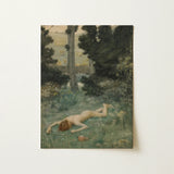 Careless Shepherd - Edward Robert Hughes Art Print / Canvas Vintage-style Painting Nude Figure Grassy Woodland Rendered Soft, Builds,