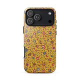 Carnations - Flower Pattern Fabric Phone Case Iphone 17 Pro Max / Gloss Vibrant Yellow Adorned Delicate Floral, Saffron-dyed Ground