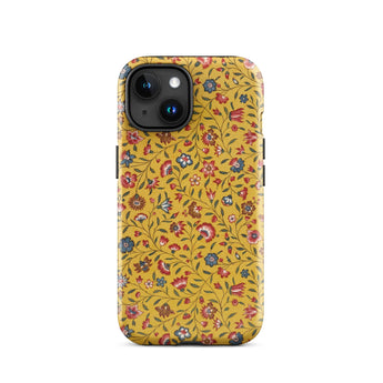 Carnations - Flower Pattern Fabric Phone Case Iphone 15 / Gloss Vibrant Yellow Phone Case Adorned Delicate Floral Pattern Carnations Flower